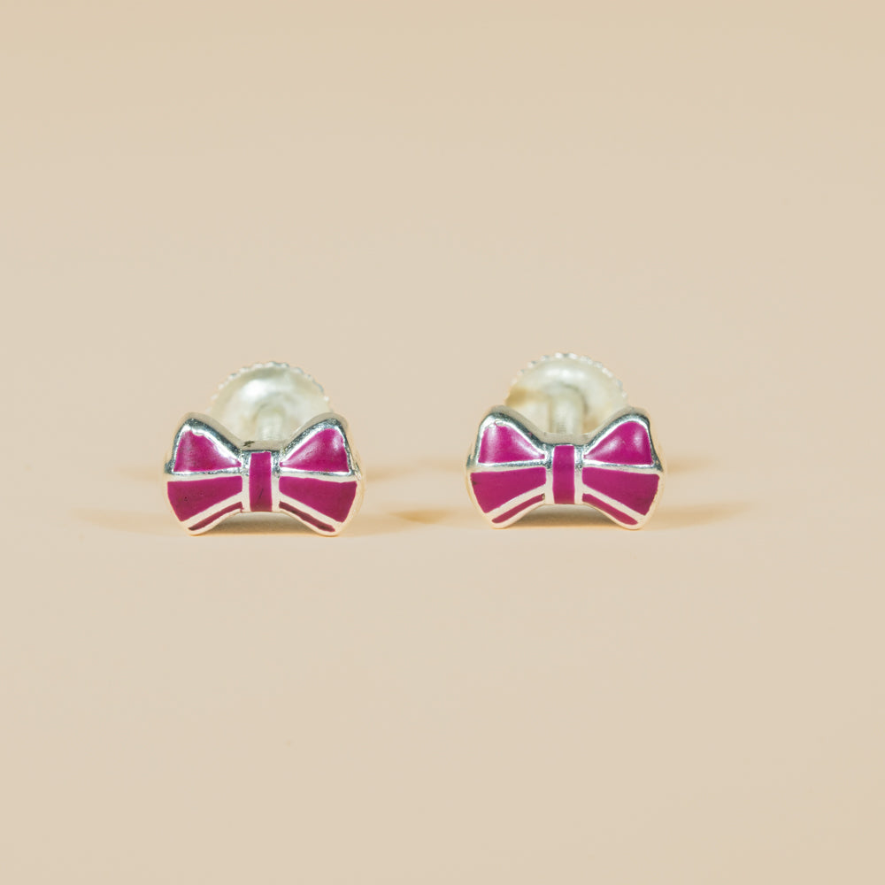 Pink Bow Stud
